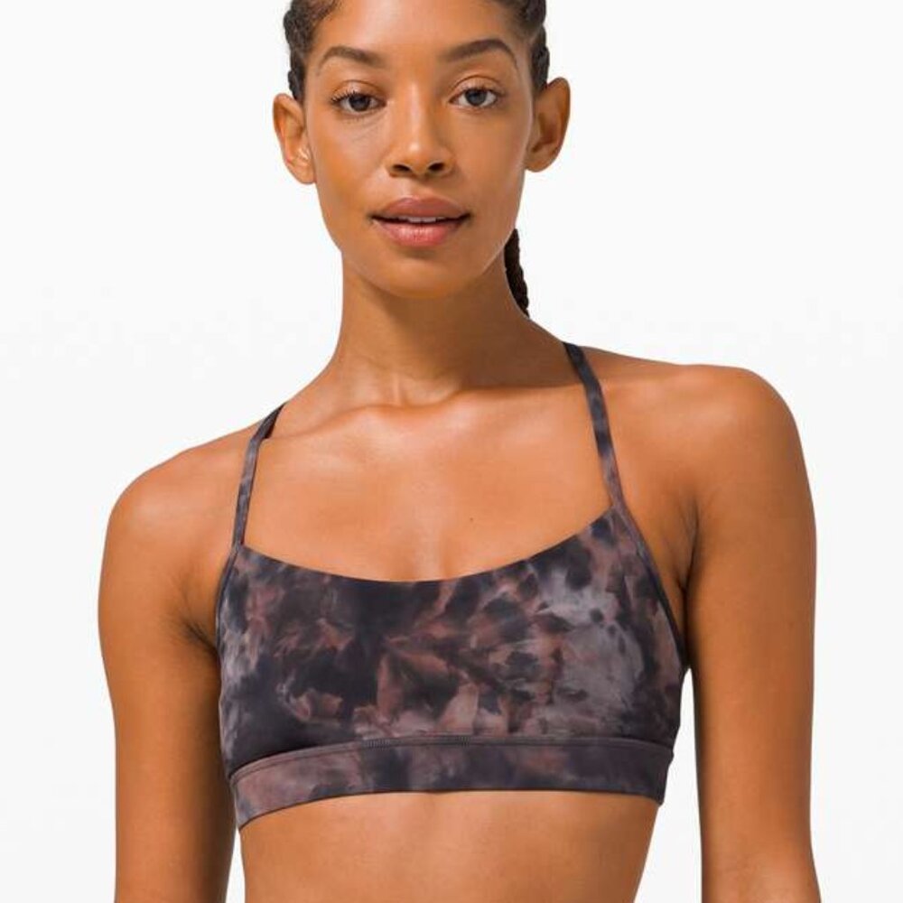 Lululemon Flow Y Bra Nulu *Light Support | Diamond Dye Graphite Grey Pink